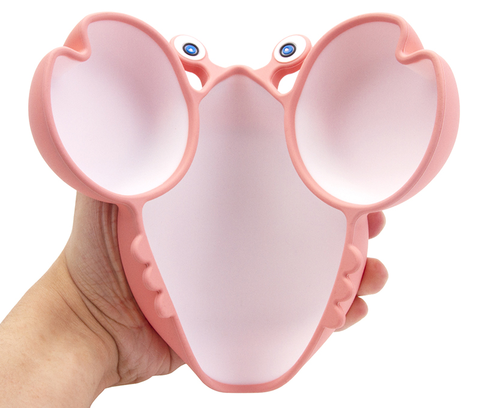 Kit Alimentação Bebê Prato Talher Babador Silicone Livre de BPA Flexível Prato Caranguejo com Ventosa