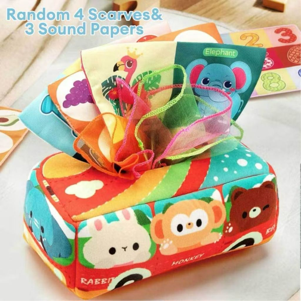 Brinquedo Sensorial Caixa De Tecido Para Bebês De 6-12 Meses Educacional Montessori