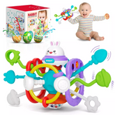 Brinquedo Montessori Tátil para Bebê Unicórnio Puxável Interativo Sonoro Mastigável Desenvolvimento Sensorial