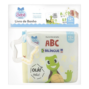 ki 4Livrinho de Banho impermeável com chocalho Opostos, Cores, 123, ABC