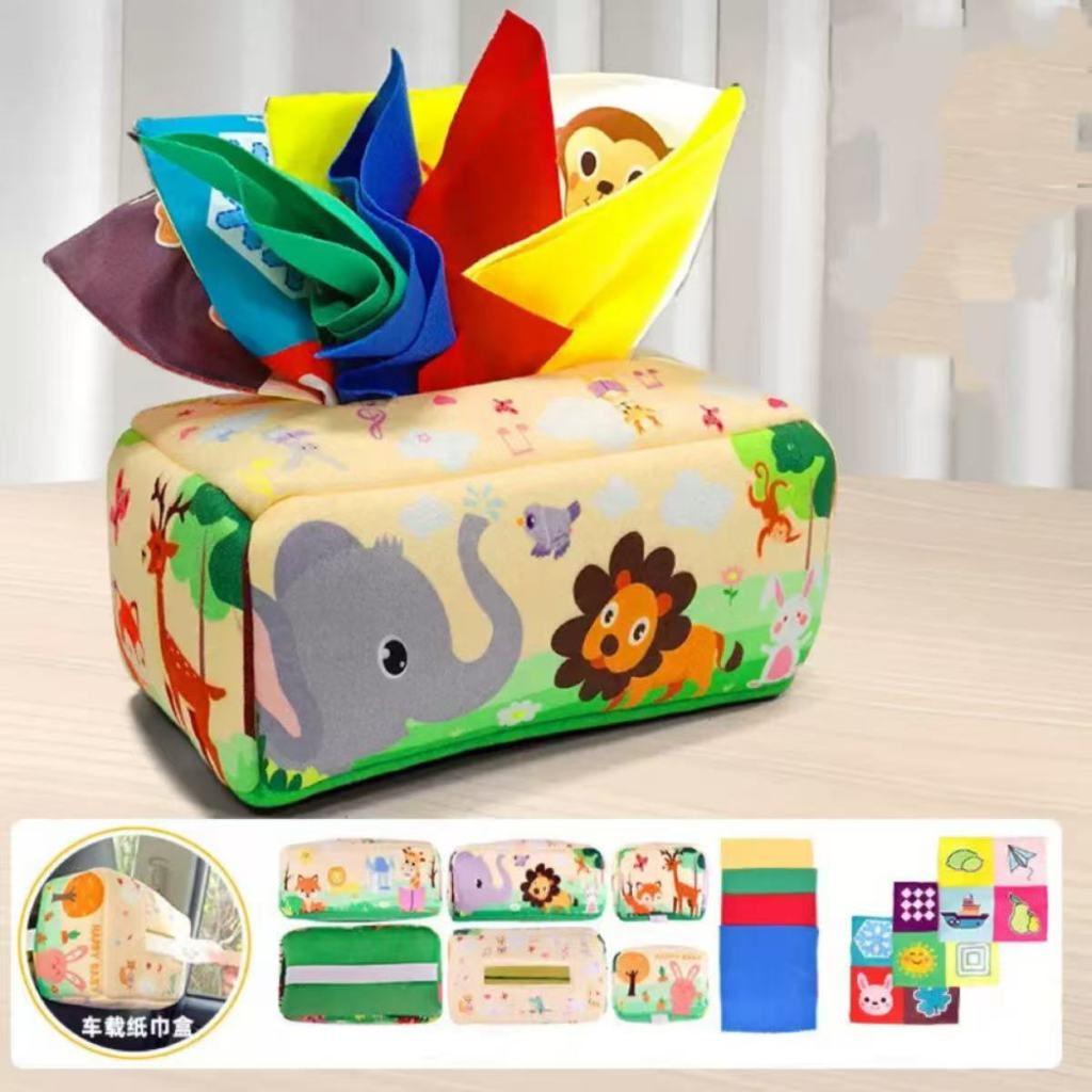 Brinquedo Sensorial Montessori Caixa de Tecido para Bebês 6–12 Meses – Educativo e Interativo | Mimagic Kids