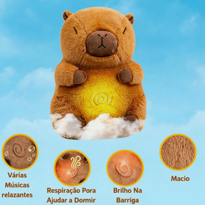 Capivara Soninho Pelúcia Calmante que Respira com Som e Luz para Bebê