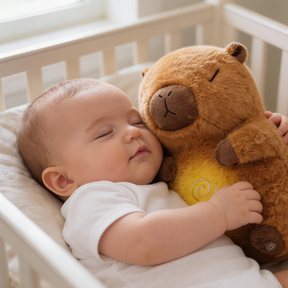 Capivara Soninho Pelúcia Calmante que Respira com Som e Luz para Bebê