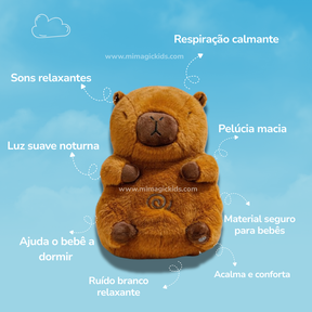 Capivara Soninho Pelúcia Calmante que Respira com Som e Luz para Bebê