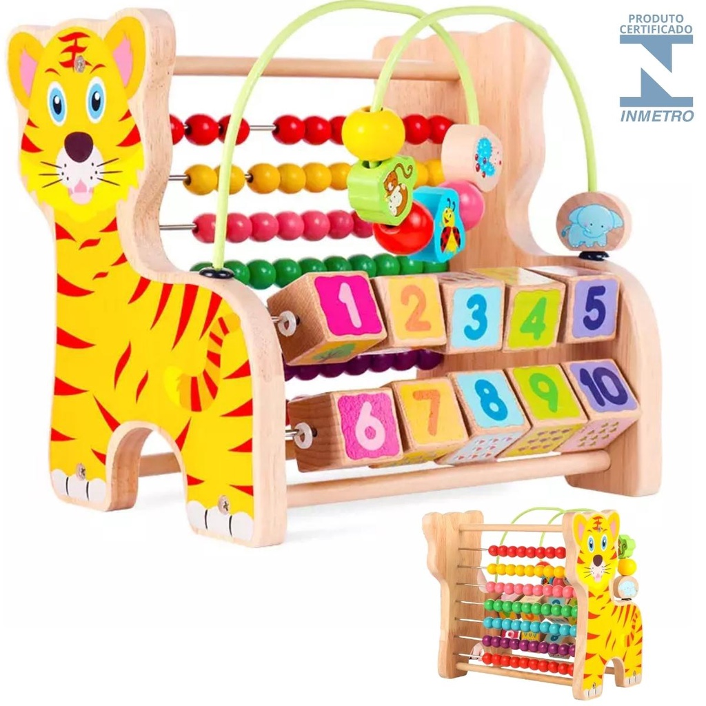 Brinquedo Educativo Infantil Madeira Ábaco Montessori Desenvolvimento criança Pedagógico com inmetro