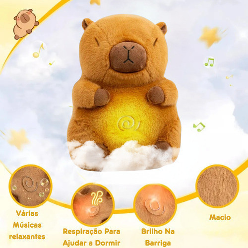 Capivara Filó Brinquedo De Pelúcia Respira Para Dormir Som