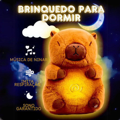 Capivara Filó Brinquedo De Pelúcia Respira Para Dormir Som
