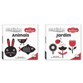 Kit Meu Primeiro Livro de Descobertas – 2 Livros de Pano Macio e Alto Contraste para Bebês